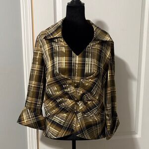 Joseph Ribkoff Brown Plaid Blouse